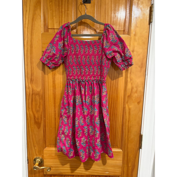 Crewcuts Pink Floral Smocked Puff Sleeve Dress Girls 10 Spring Summer Party Cott - Picture 4 of 4